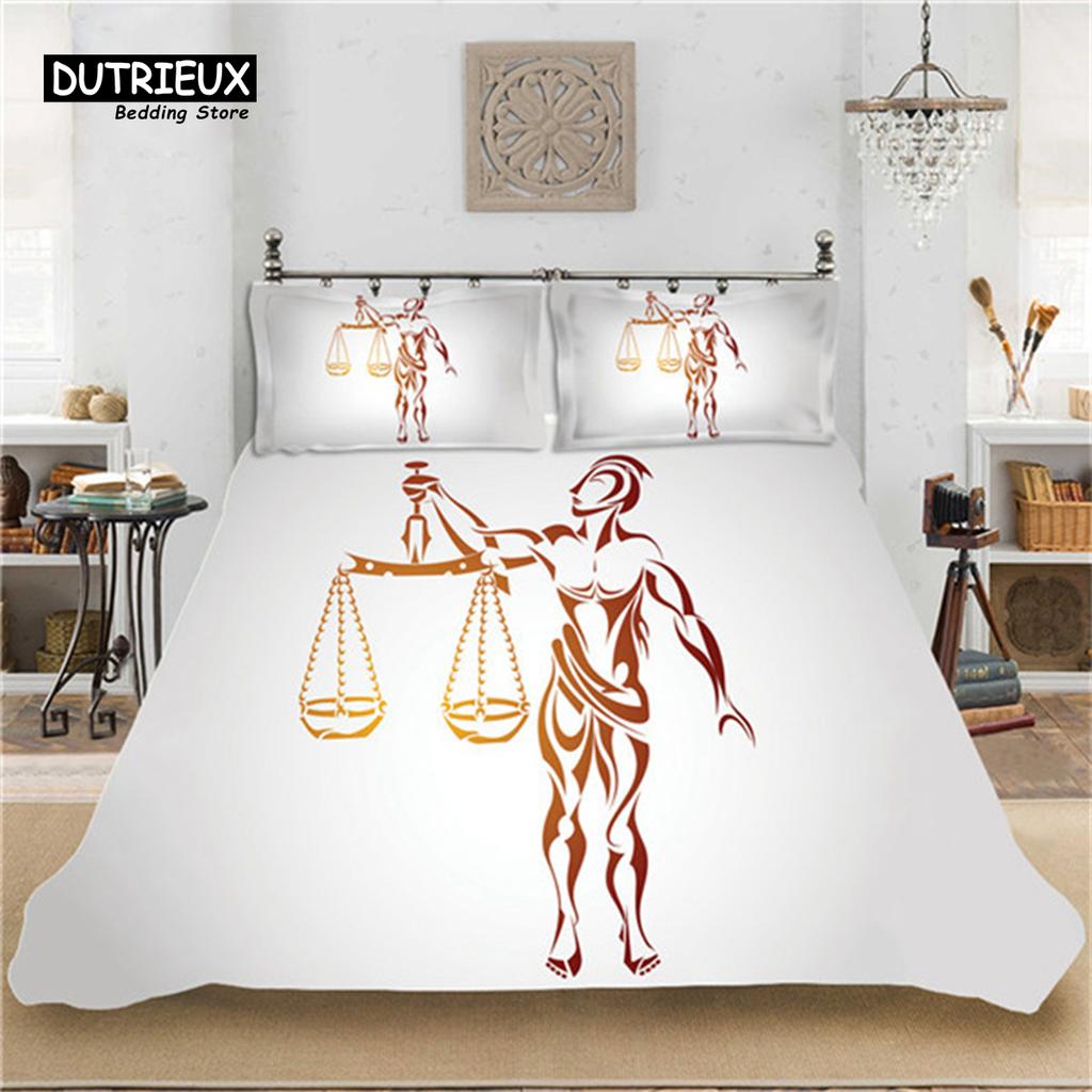 Cancer Duvet Cover Set Soft Hand Drawn Constellations Bedding Set Simple White Quilt Cover Abstract Geometric Pillowcases Decor