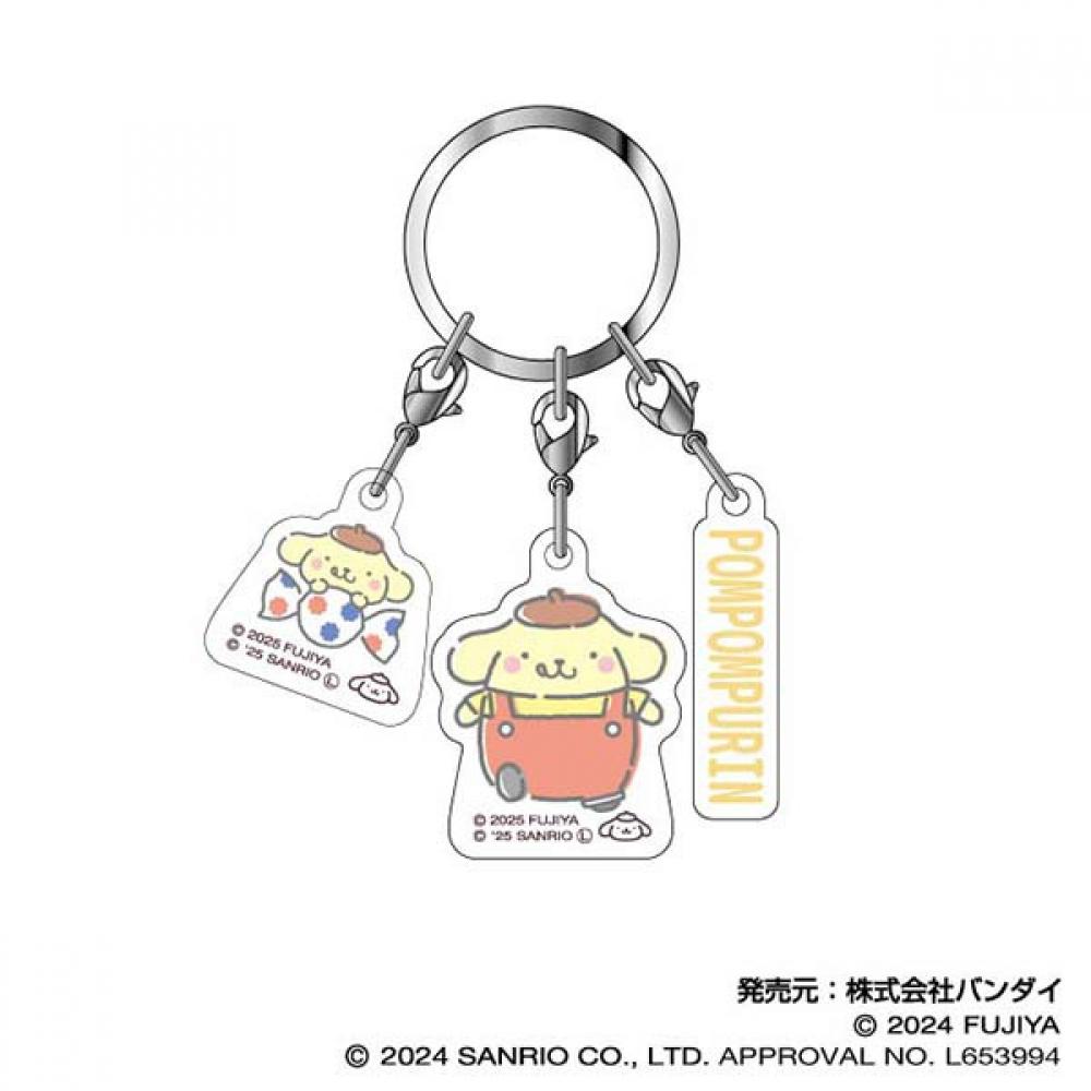 Sanrio Peko X Sanrio Characters Triple Acrylic Key Chain 03 Pompompurin