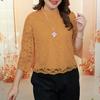 ZANZEA Women Casual Round Neck 3/4 Sleeve Lace Patchwork Blouse