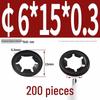 Plum Blossom Shaft Retaining Ring - 65 Manganese Steel & 304 Stainless Steel, Blackened, M3-M12 Clamp