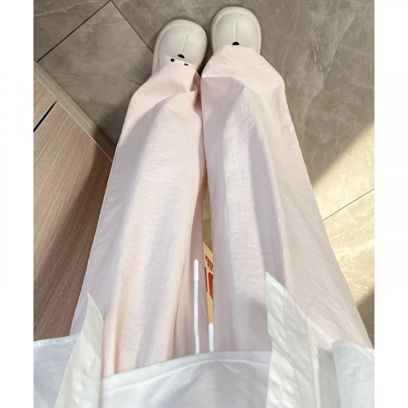 Womens High-Waisted Wide Leg Pants 2026 Soft Pink Loose Fit Casual Trousers Petite