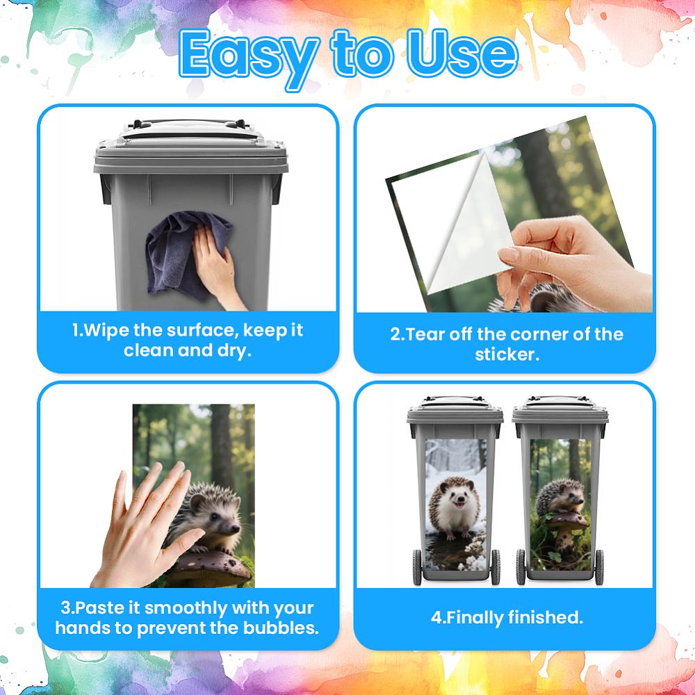 PVC Stickers Self-adhesive Decorative Stickers Decals for Trash Decoration Hedgehog 820x380mm 2pcs/set