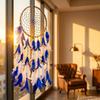 Cattura Sogni in Legno Artigianale con Luce LED - Grande 7 pollici, Appeso a Parete Stile Boho Rustico, Decorazione Camera da Letto Soggiorno, Blu