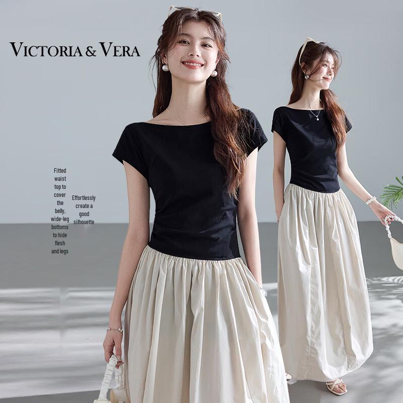 VICTORIA&VERA Hepburn Style Off-Shoulder Midi Dress S