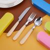 Portable Stainless Steel 3-Piece Cutlery Set: Knife, Fork, Spoon for Travel, Office, and School with Carry Box
