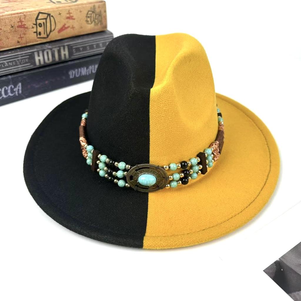 European And American Top Hat Women'S Literary And Retro Ethnic Style Jazz Hat Retro Decorative Lace-Up Men'S Denim Hat