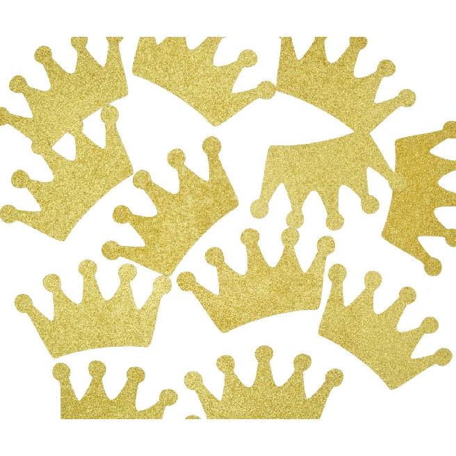 Crown Confetti 12pcs 4.7 inches Centerpieces for Baby Shower Decorations Birthday Party Supplies 1st Birthday Table Decor (Gold Glitter)