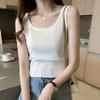 Women's Spring Summer Ice Silk Knit Camisole - Slimming Sleeveless Inner Base Layer with Beautiful Back Design.