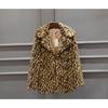Women's Leopard Print Faux Fur Coat Lapel Warm Winter Outerwear