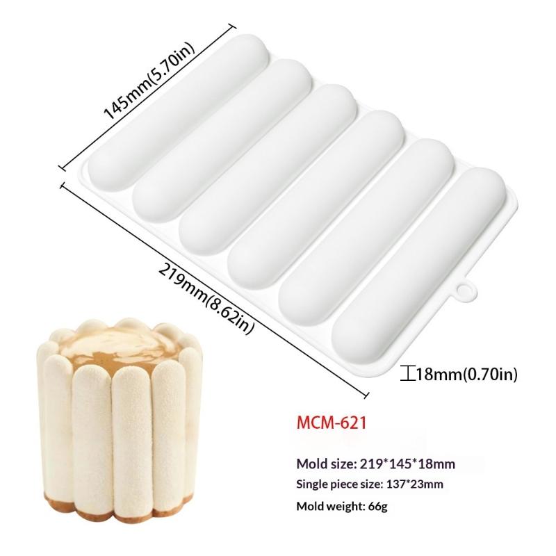 6/8/12 Cells Chocolate Eclair Dessert Bakeware Long Strip Puffs Baking Mold Finger Shaped Puff Pastry Mold Kitchen Silicone Mold