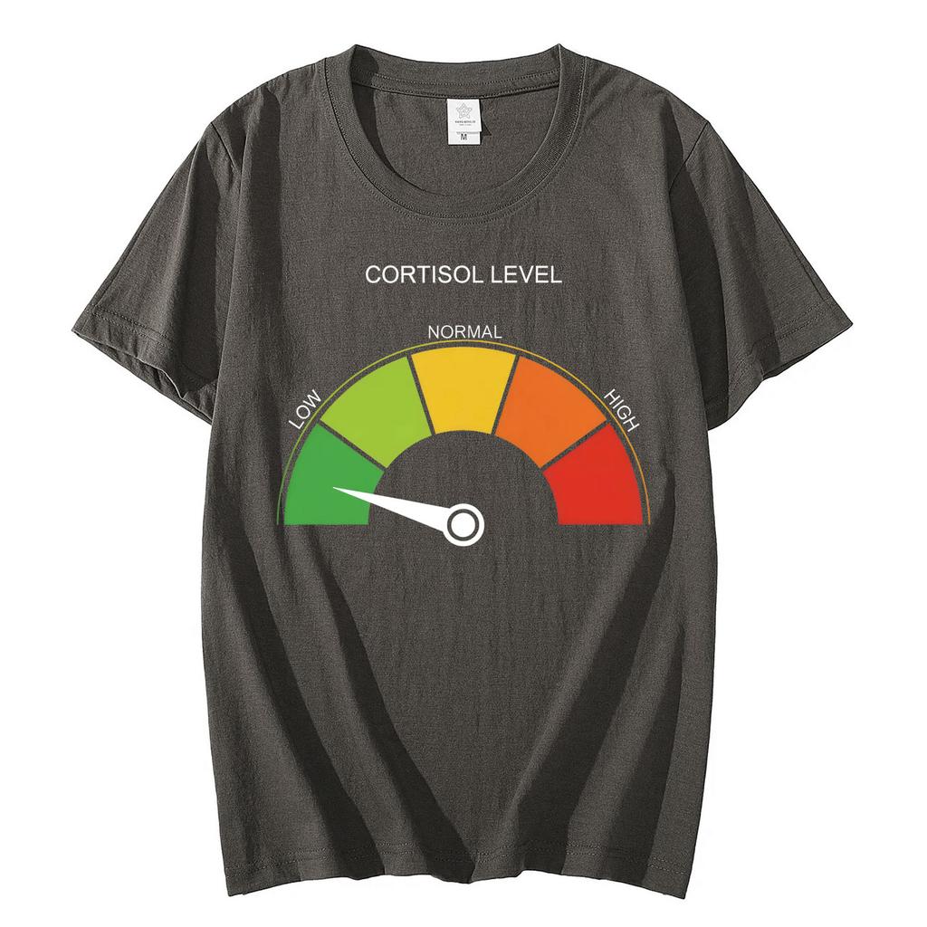 Low Cortisol Level Funny Stress Meme Tshirt High Quality Fashion Short Sleeve T Shirts Men Women Casual Loose Cotton Tshirts