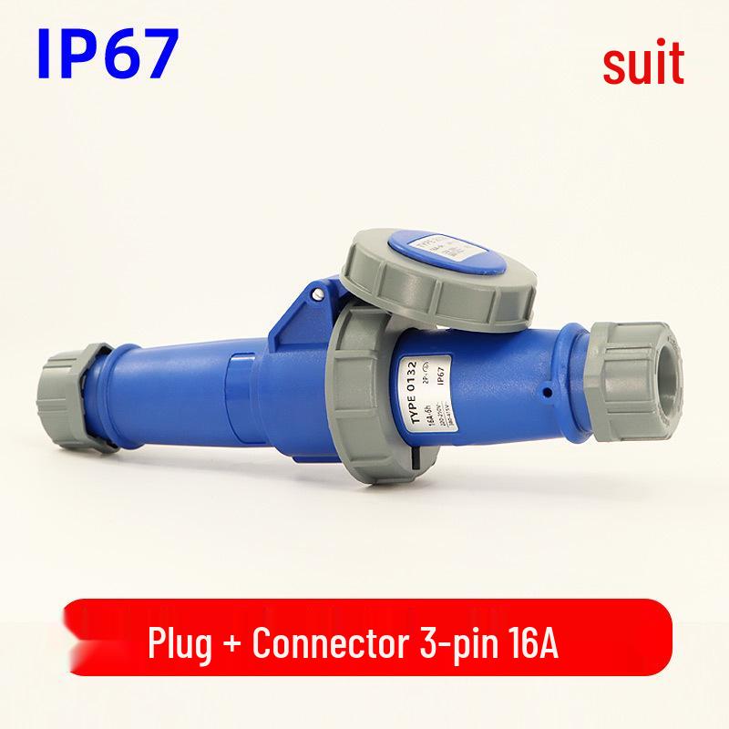 Waterproof 3-core 4-pin 5-hole Male-Female Aviation Plug Socket, Three-Phase Electrical Connector, 16A/32A, IP67.