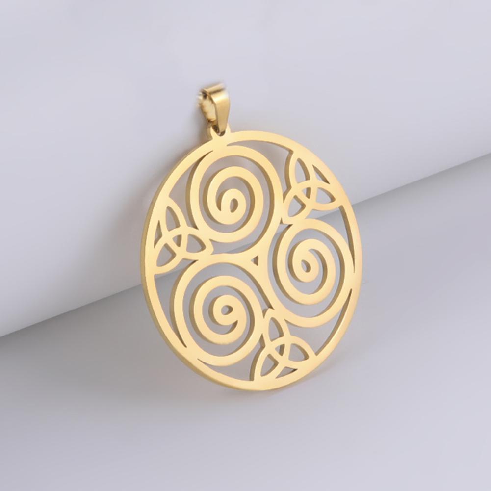Dawapara Celtics Triskele Triskelion Pendant Crescent Moon Triple Spiral Trinity Knot Stainless Steel Charm for Jewelry Making