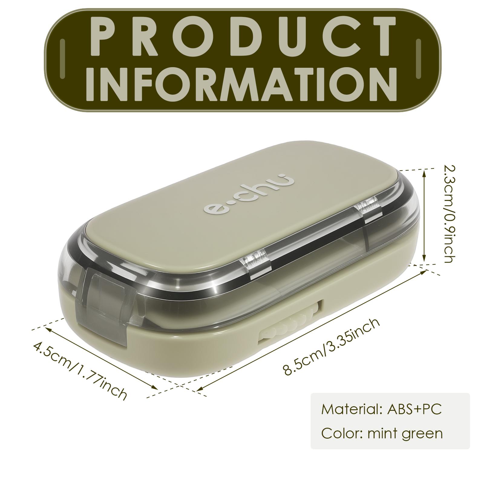 

Portable Pill Cutter with Storage Box Pill Crusher with Stainless Steel Blades Dustproof Crusher a Time 1/2 1/3 1/4 Pill Cutter мятный зеленый