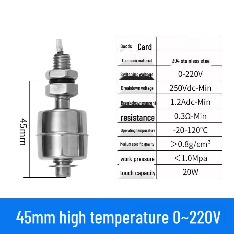 45mm High Temperature 304 Stainless Steel Automatic Water Level Sensor