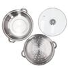 28cm 11.0in 2‑Layer Stainless Steel Steamer Pot Steaming Grid Cooking Pot with Handle