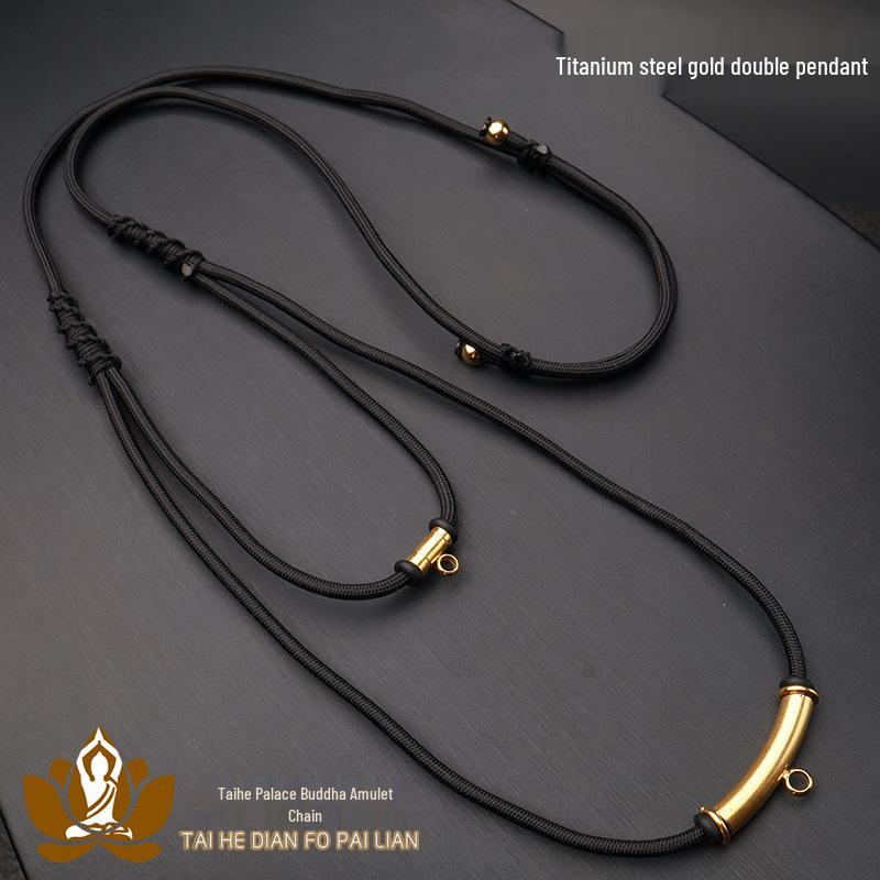 Thailand Buddha Amulet Necklace - Hypoallergenic Stainless Steel with Real Gold Plated Curved Tube Clasp