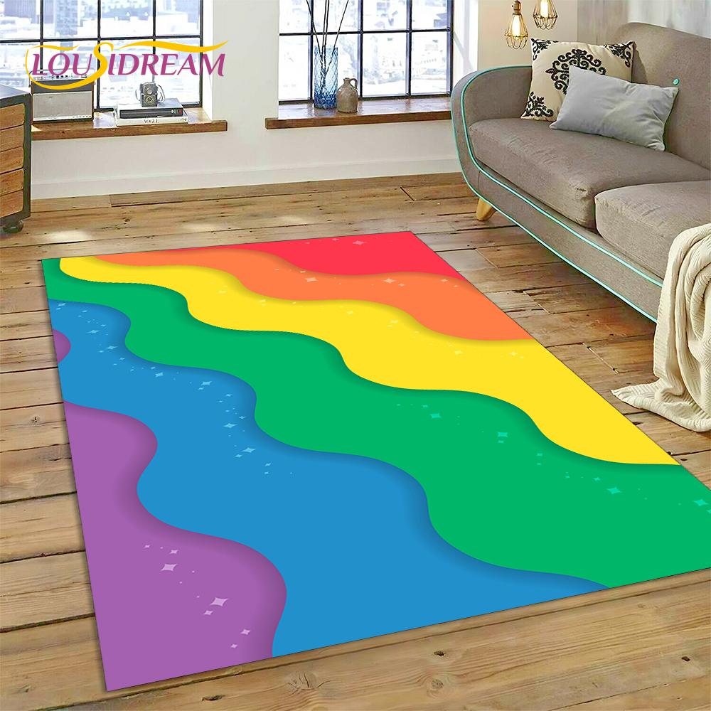Rainbow 3D Colour Illusion Cartoon Rug Carpet for Living Room Bedroom Home Decor,Floor Mat Non-slip Decoration for Sofa Doormat