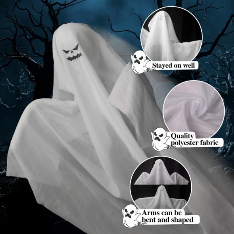 1-10PCSHalloween Hanging Light Up Ghost Decoration White Scary Spirit Prop for Door Haunted House Escape Room Horror Scene Decor