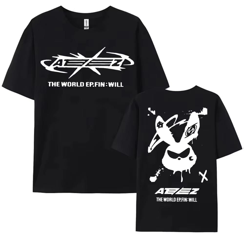 

2025 Мировой тур Ateez Towards The Light Will To Power Футболка Женская Корейская мода Высокое качество Оверсайз Хлопковая футболка Топ 3XL