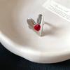 Red Zircon Smooth Heart-Shaped Open Ring Simple  Finger Rings Jewelry For Women