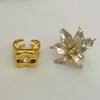 Gold And White Contrast Glaze Tulip Flower Ring INS High-end Square Women Finger Ring Jewelry Gifts