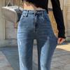 Hochtaillierte Jeans für Damen im Herbst Neue Slim-Fit Slim-Stretch Enge Hosen Dünne Bleistifthosen Hosen mit kleinen Füßen Herbst und Winter