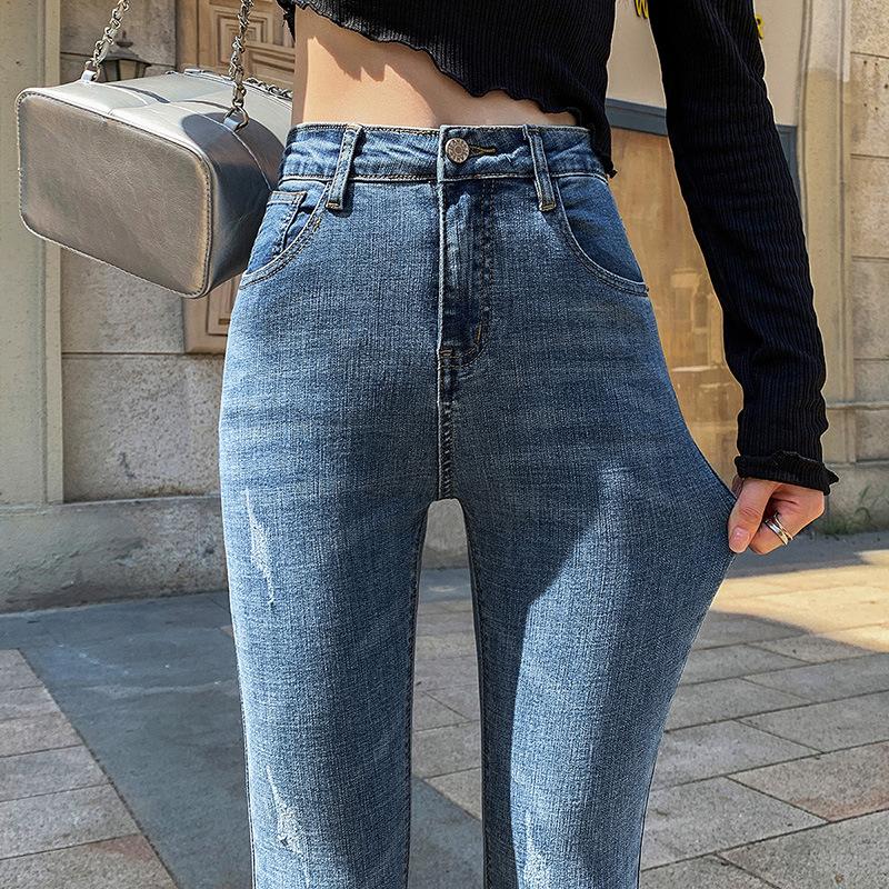 High-waisted Jeans for Women In Autumn New Slim Fit Slim Stretch Tight Trousers Thin Pencil Pants Small Feet Pants Autumn and Winter