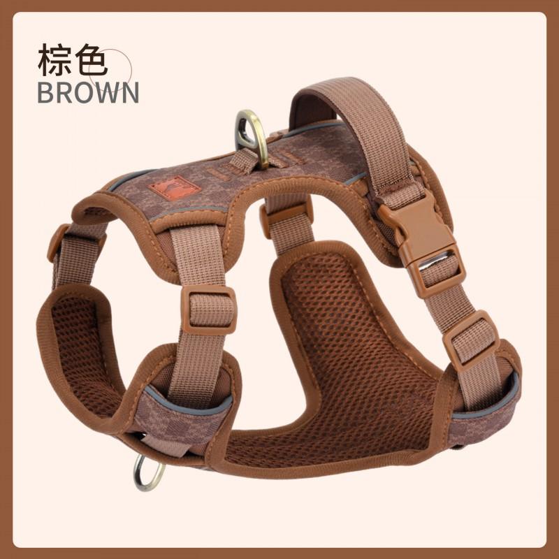 Adjustable Leather Pet Harness Vest With Reflective Stripes Small To Medium Dogs Outdoor Walking Safety