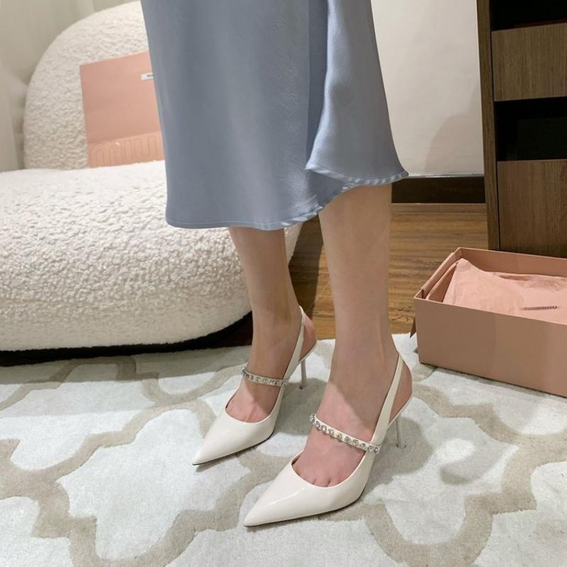 Mode 2025 Neue Spitzschuh-High Heels Strass-Sandalen Damen Neue Dünner Absatz Lackleder Mode Fee Sexy Einzelne Schuhe