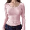 2025 Sexy Lace Trim Long Sleeve T-shirt - European & American Sizes, Autumn Pure Desire Base Layer
