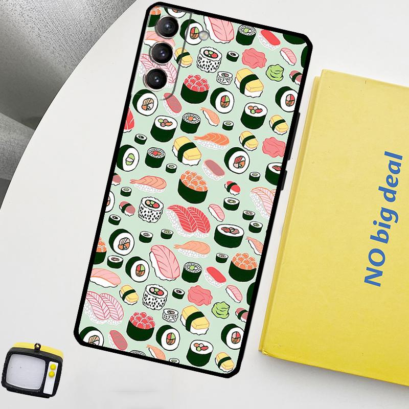 Kawaii Sushi Crowd Phone Case For Samsung Galaxy S25 Ultra S20 S21 S22 S23 Plus S24 Ultra S9 S10 S25 FE Cover