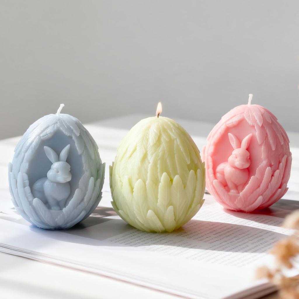 Scented Candle Mold Silicone Egg Shaped Mold Easter Bunny Candle Mold Creative For Gifts Diy Crafting Candle Making