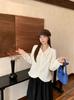 2026 Spring Plus Size Women's Bow Long Sleeve Ruffle Blouse