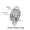 New Product Return-shaped Square Zirconium Ring Male Creative Hollow Design Copper Inlaid Zircon Hip-hop Ring