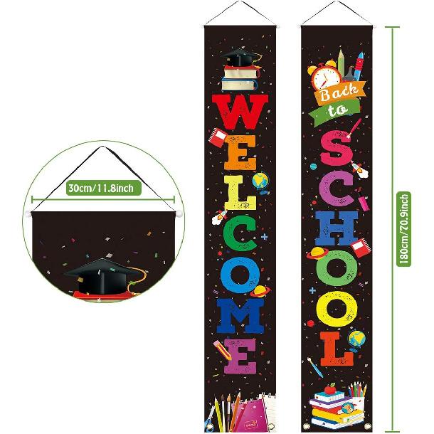 LioNergy Back To School Banner Welcome Banner for First Day of School Hanging Fabric Banners Flags Sign Backdrop Décor Supplies for Pre-School