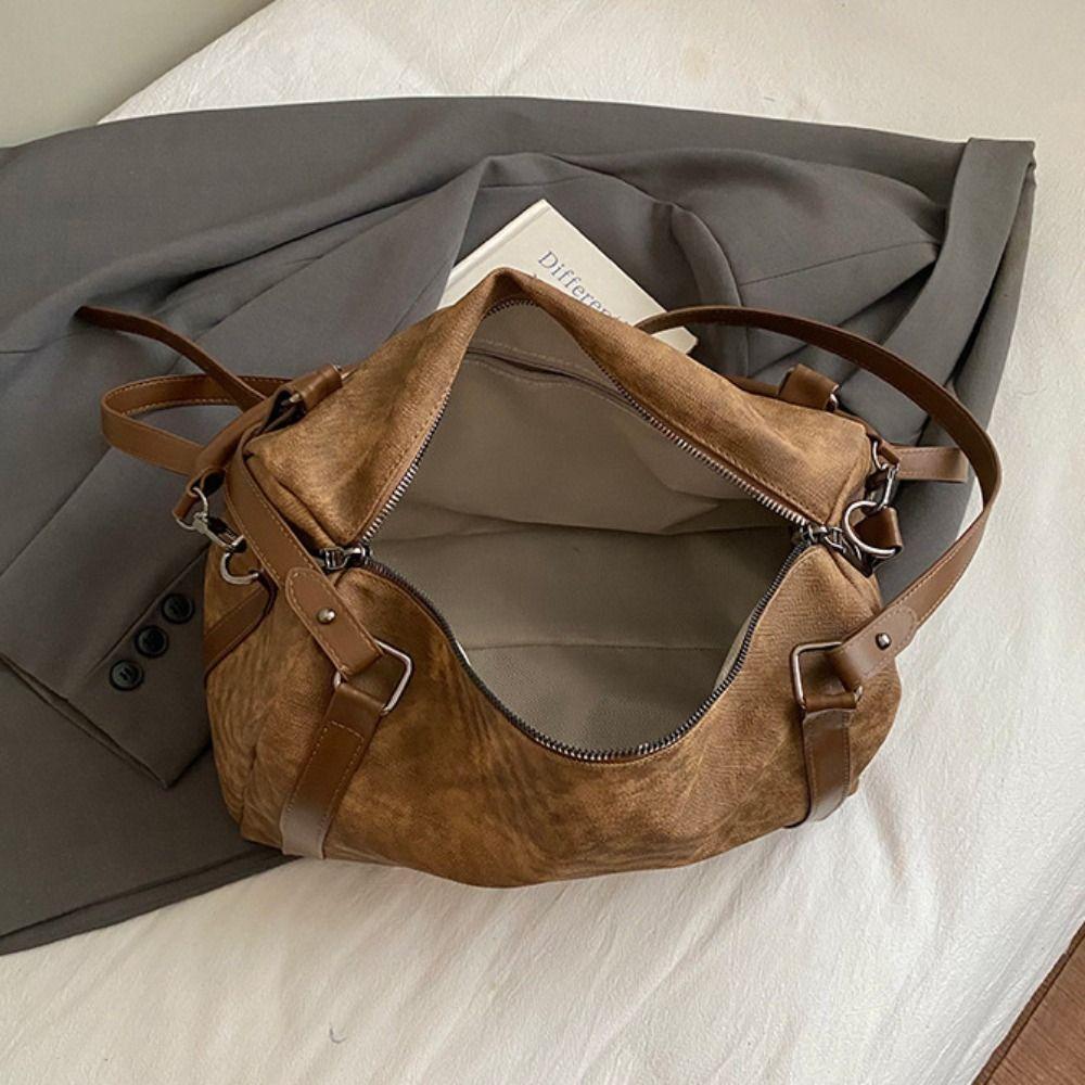 Korean Style Bowling Shoulder Bag Vintage Pillow Handbag Portable Boston Crossbody Bag  Travel