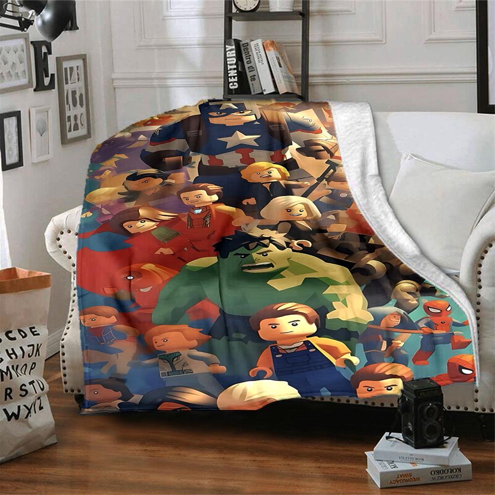 1Pc Lego Style Superhero Ensemble Flannel Fleece Blanket Soft Warm Throw Blanket For Sofa Bed Couch Home Decor Travel Nap Blanket Xmas Gift Q1576