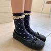 Ladies Autumn Vintage Small Floral Lace Lace College Wind Cylinder Stack Socks