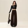 Retro blue wide-leg jeans women's autumn new straight loose high-waisted elastic and thin floor-mopping pants