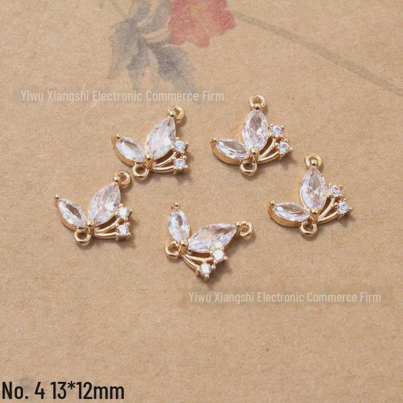 Copper Color-Preserving Zircon Double Pendant Jewelry Set: Necklace, Earrings, Bracelet, DIY Hairpin Tassel Accessories