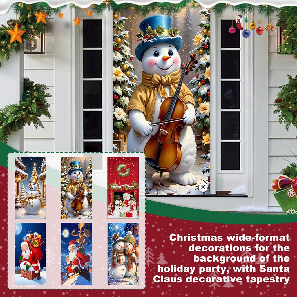 Christmas Door Decoration Festival Party Background Decoration Santa Decoration Tapestry