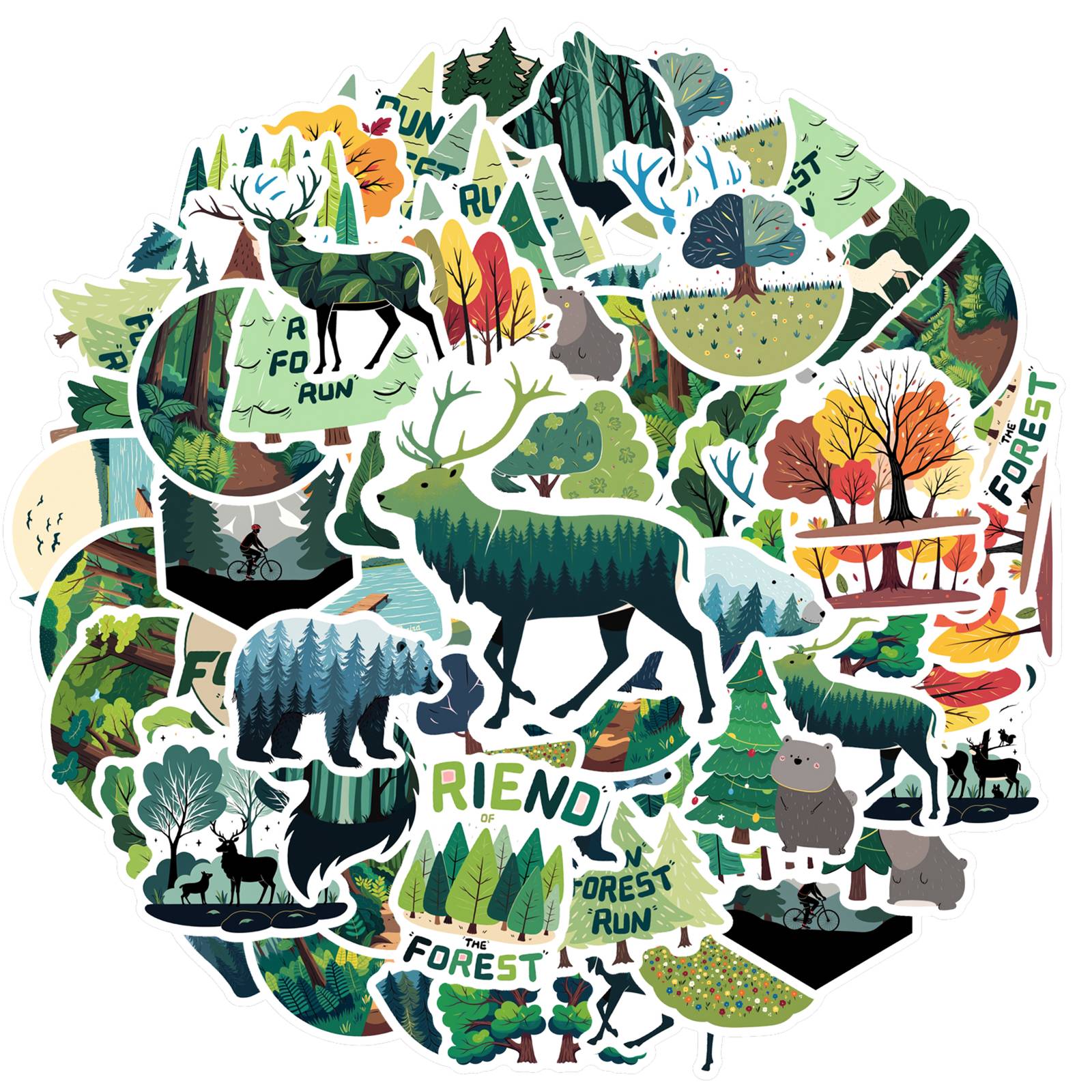 35pcs-50pcs Vibrant Wildlife Stickers Rustic Nature School Supplies Stationery Stickers For Laptop Luggage Scrapbook Diary