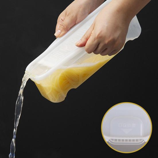 1,3 l Nudelkocher für die Mikrowelle mit Siebdeckel, lebensmittelecht, hochtemperaturbeständig, schnell und einfach zu bedienen, Nudelkochbox, Messringe, Mikrowelle