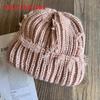 Color With Solid Hole Knitted Hat For Men Women Winter Street Headgear Fashion