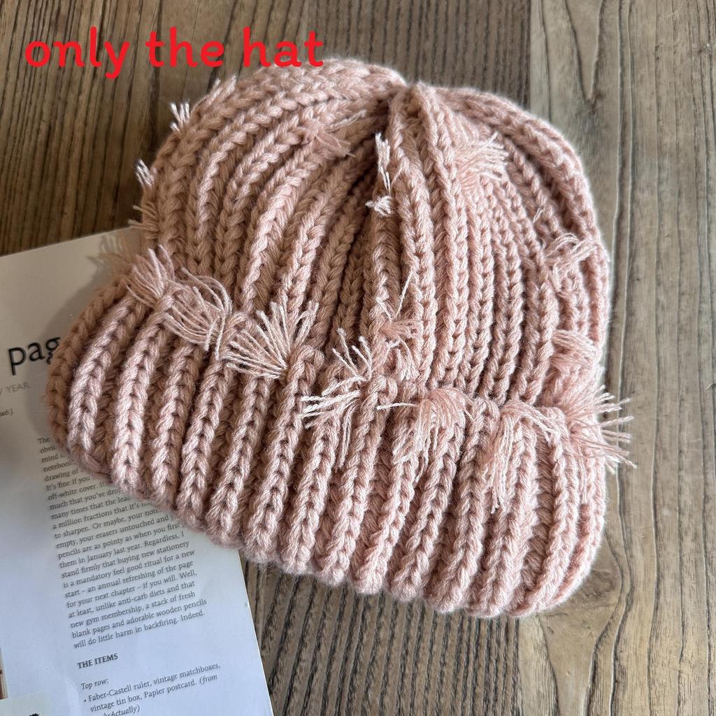 Color With Solid Hole Knitted Hat For Men Women Winter Street Headgear Fashion