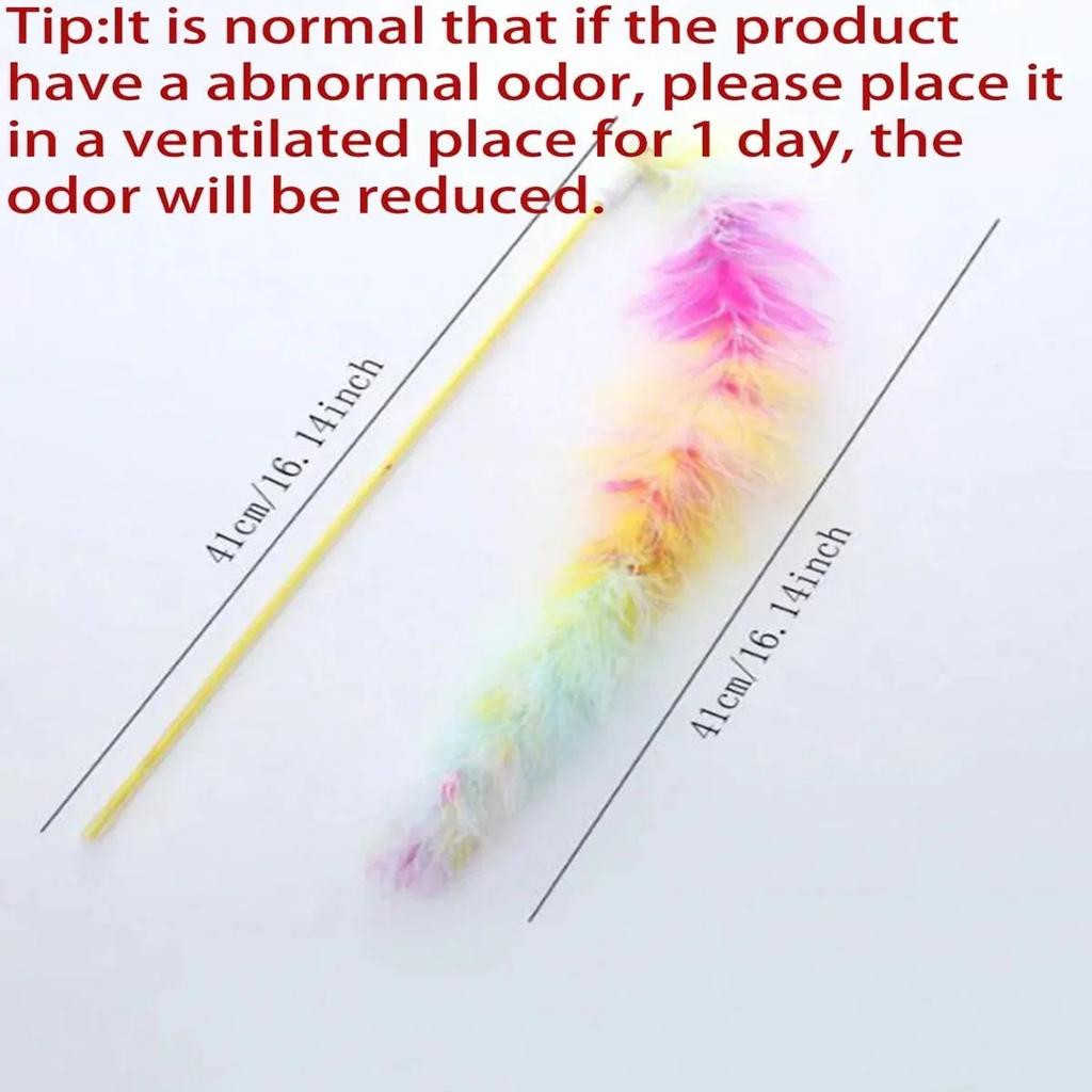 1/3pcs-Seven Colorful Feather Cat Toy Stick Fairy-like Pet Supplies Interactive Fun No battery required
