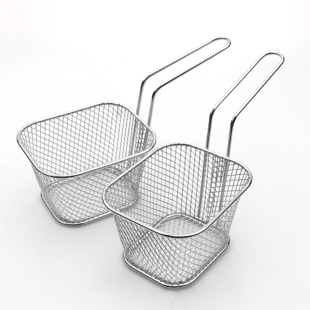 1pc Square Electroplating French Fries Basket Mini Frying Basket Frying Basket
