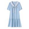 A New Summer Dress for Plus-size Women, Featuring A High-end Doll-neck Tie and A Fresh, Sweet Look