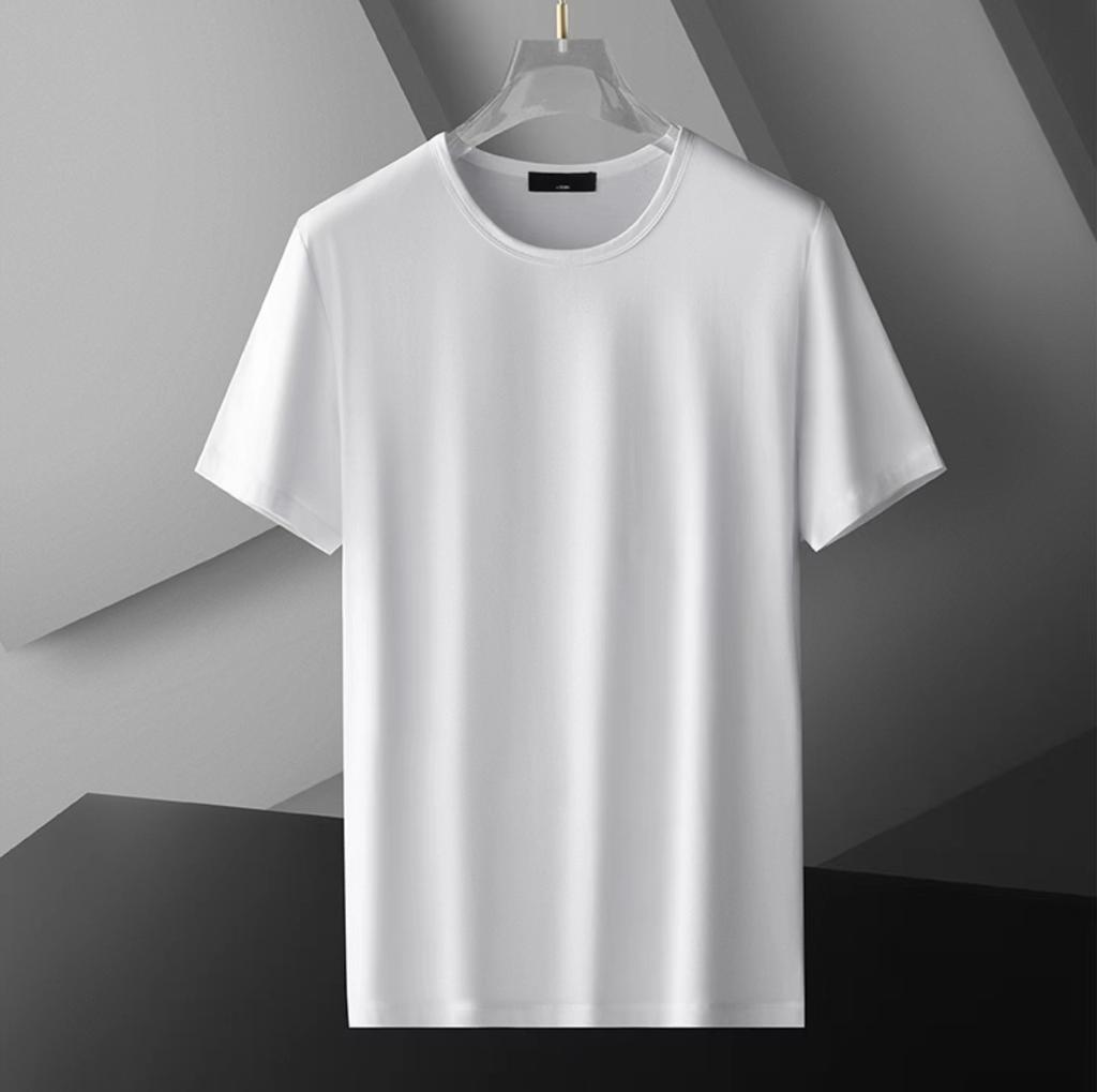 Men's Japanese Ice Silk Summer T-Shirt - Short-Sleeve, Solid Color, Quick-Dry, Elastic Modal Cotton.